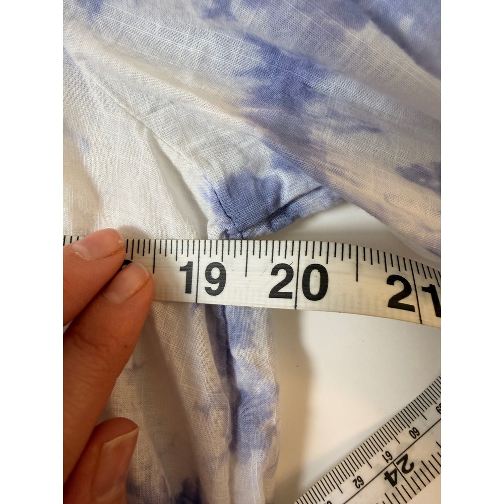 Pilcro Button Down Shirt Women S Blue White Excellent Tie Dye Eyelet Boho - Picture 7 of 7
